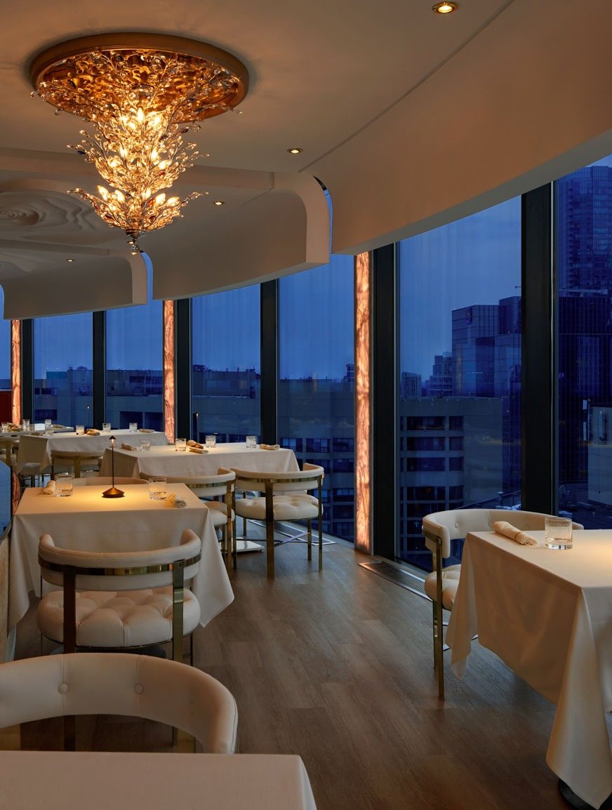 Don Alfonso 1890 dining room at twilight overlooking the skyline
